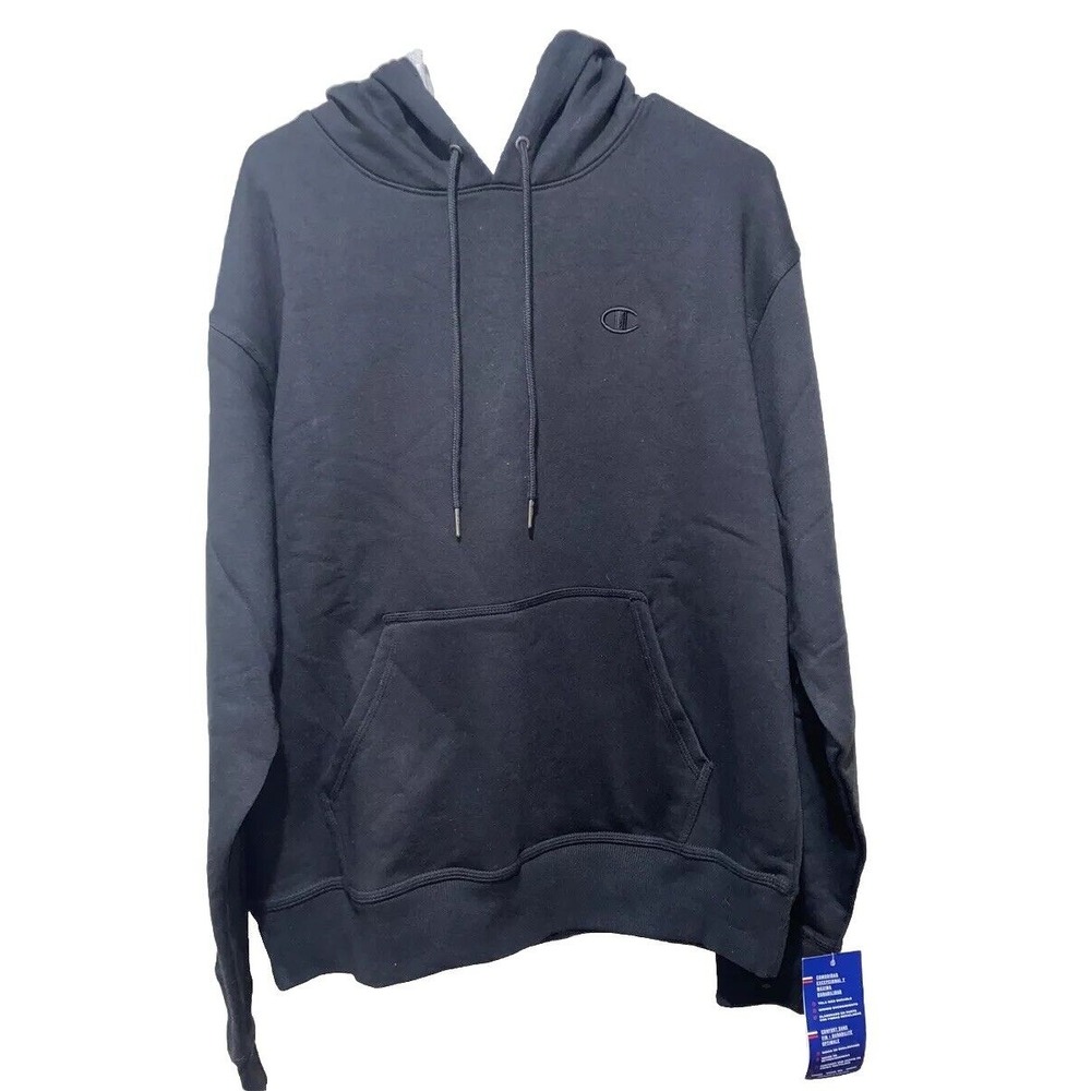 NWT Mens Champion Activewear Black Hoodie w/ Blacked Out "C", Medium